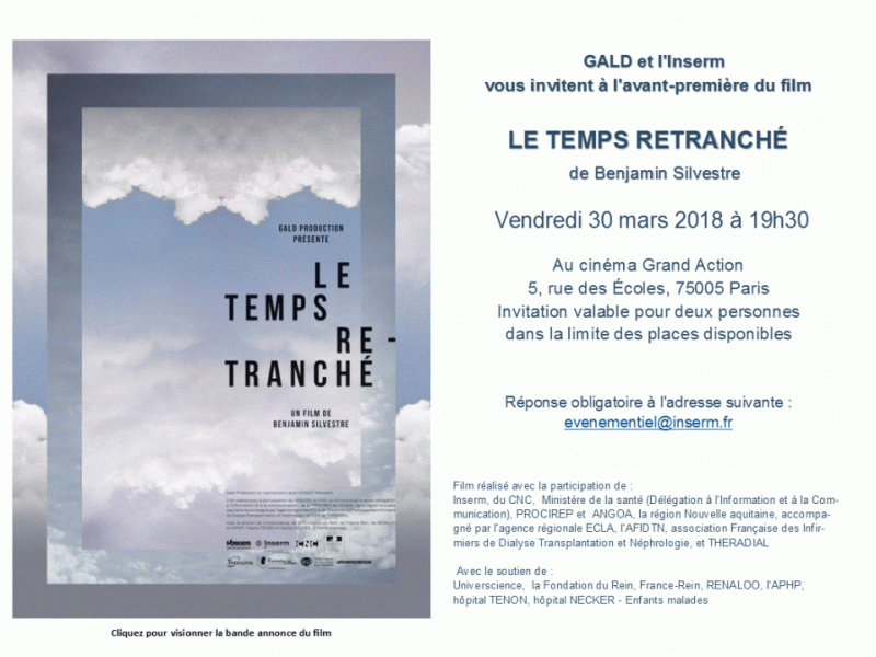 Benjamin SILVESTRE / avant-première "LE TEMPS RETRANCHÉ" / Invitation